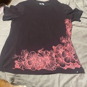 Jockey Black Tee with Pink Floral Design